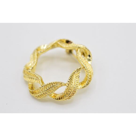 Gerry's Vintage Statement Pin Brooch Brushed Gold Textured Wreath Signed Bin1 - Picture 5 of 11